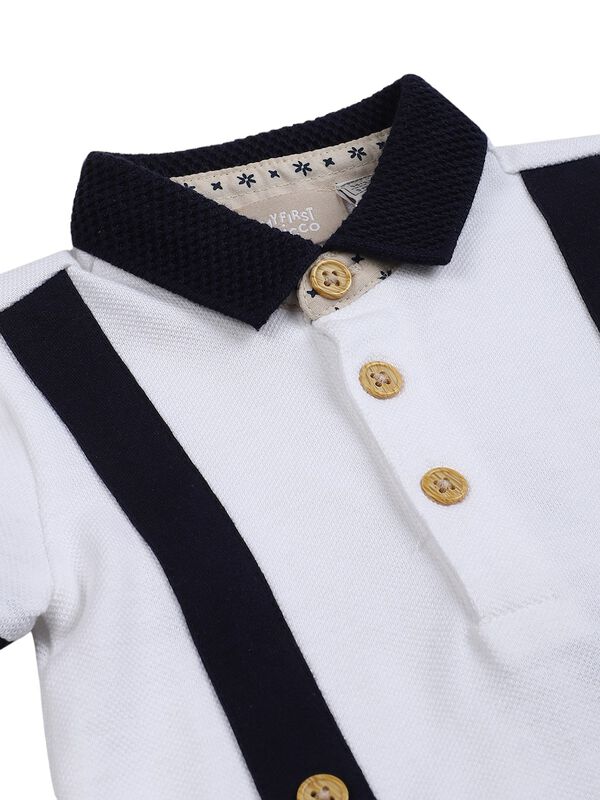 Boys White Short Sleeve Knitted Polo image number 2